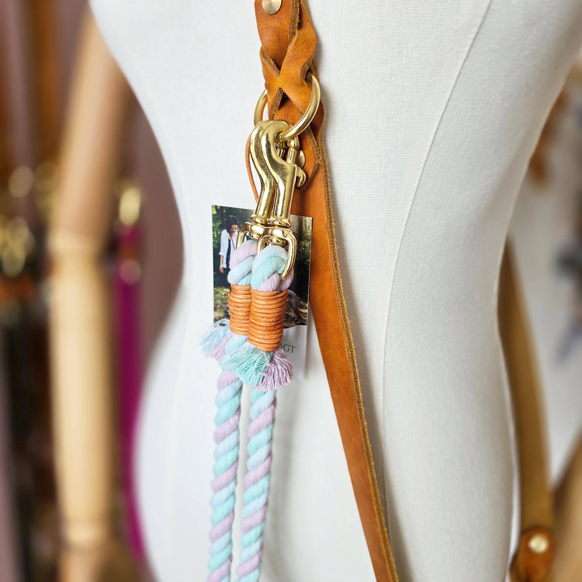 Baumwoll Koppelleine Pastell Mix (mittlere Karabiner) + Tauzergel Gratis