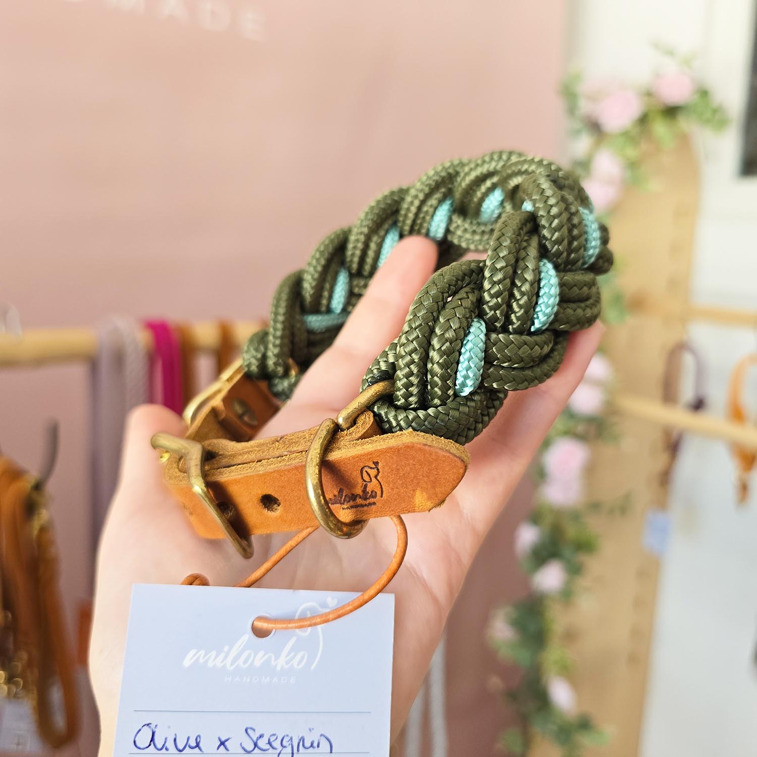 HU28-32cm Olive x Seegrün geflochten