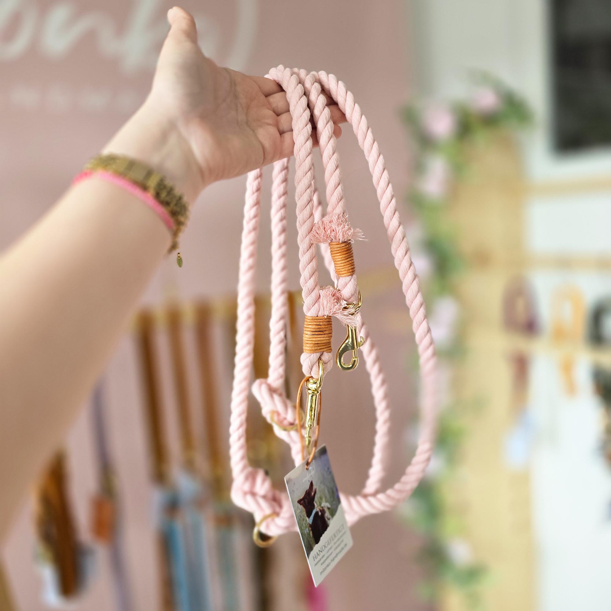 Baumwollleine Pastell Rosa 2,3m (Scheren Karabiner) + Tauzergel Gratis