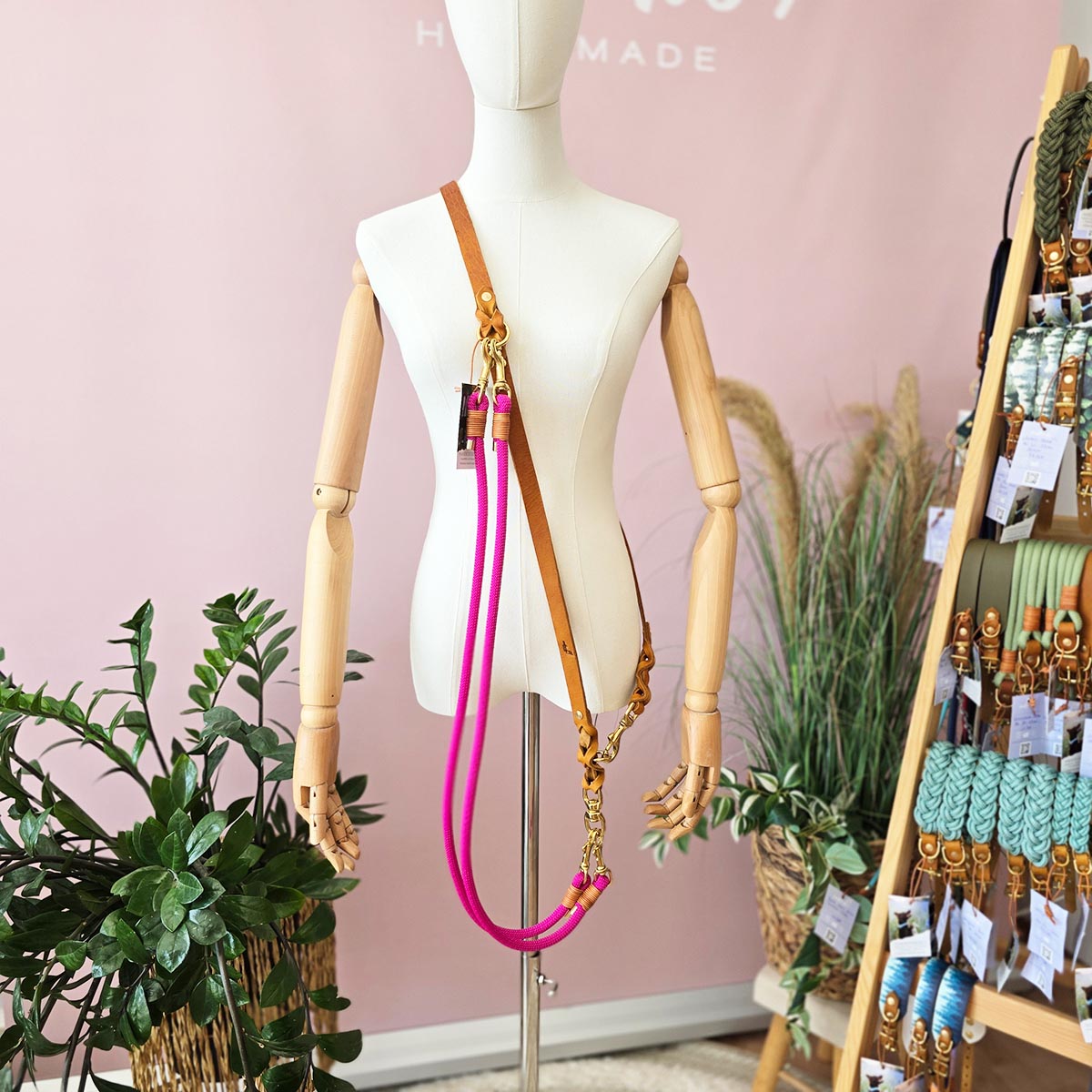 Koppelleine Fuchsia (große Karabiner)