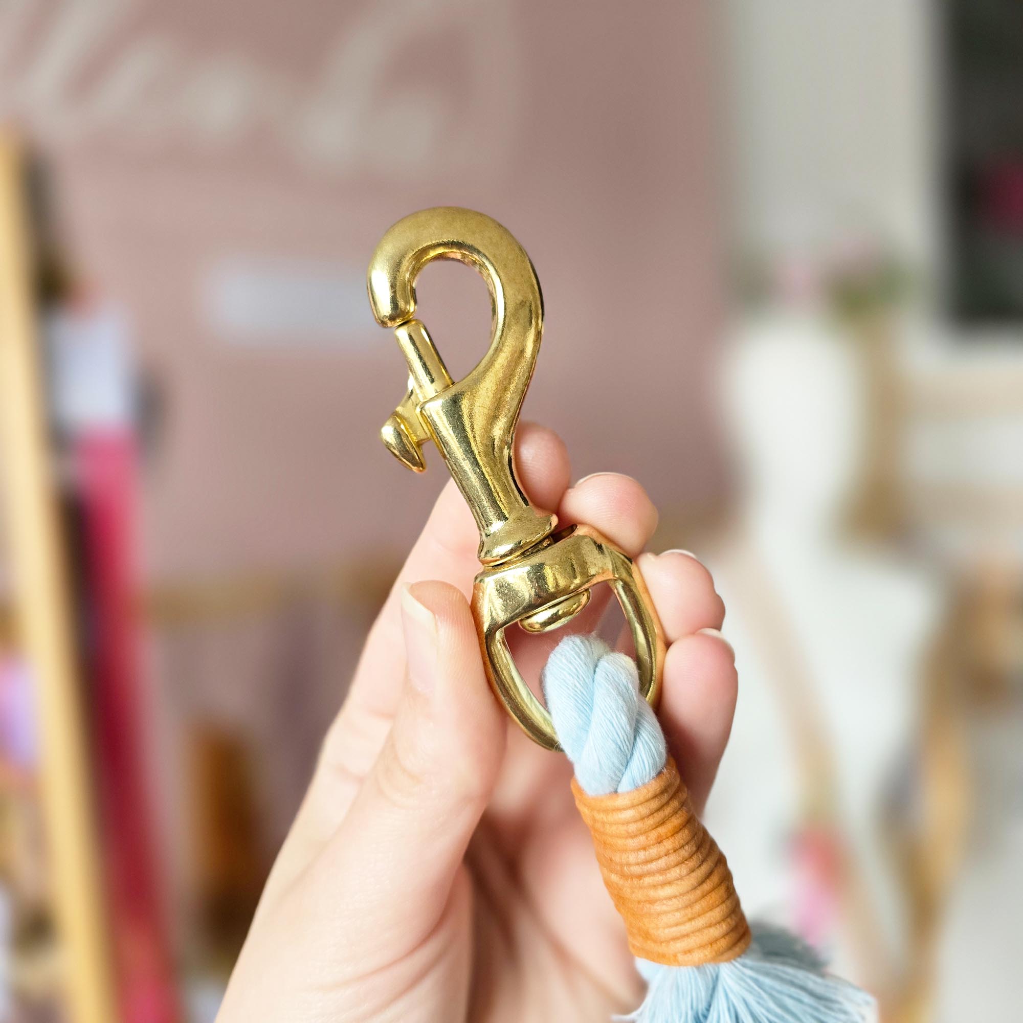Baumwoll Koppelleine Pastell Blau (große Karabiner) + Tauzergel Gratis